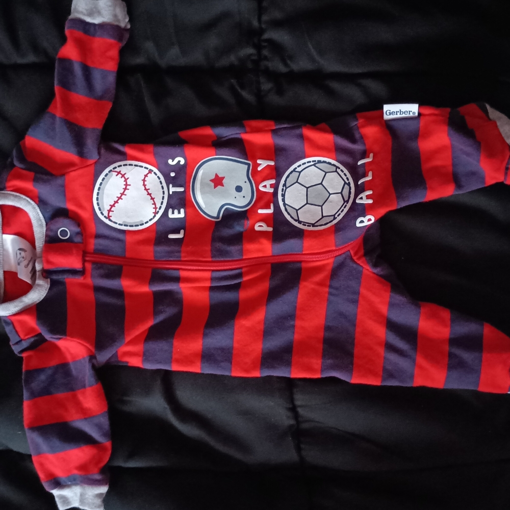 Gerber Red and Navy Striped Footed Baby Sleeper